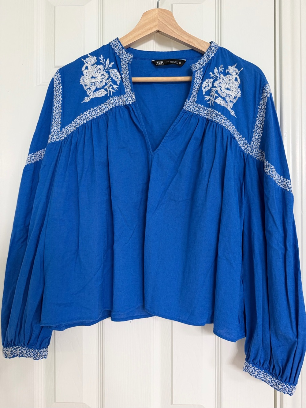 Zara Royal Blue Embroidered Tunic Top